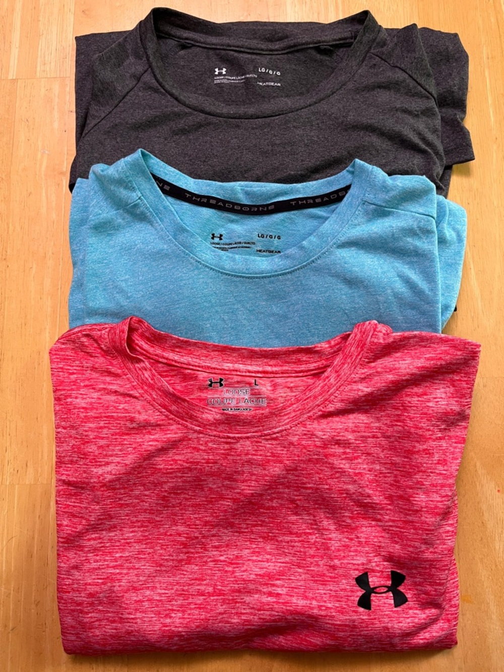 3 Under Armour Loose Short and Long Sleeve Performance Shirt Bundle
